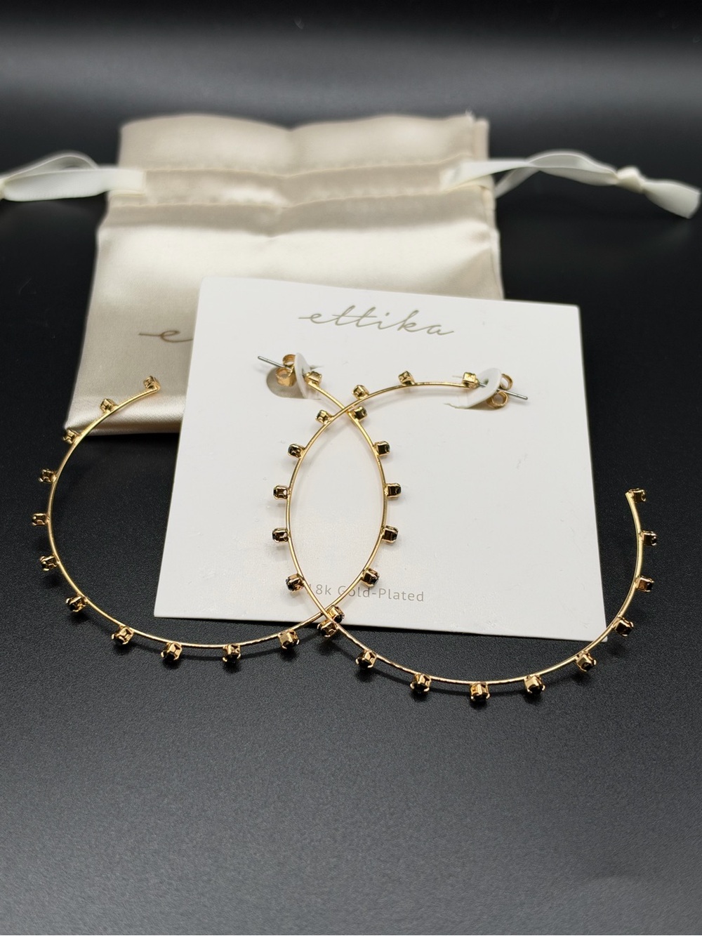 ETTIKA Simple Spark Crystal 18K Gold Plated Hoops
